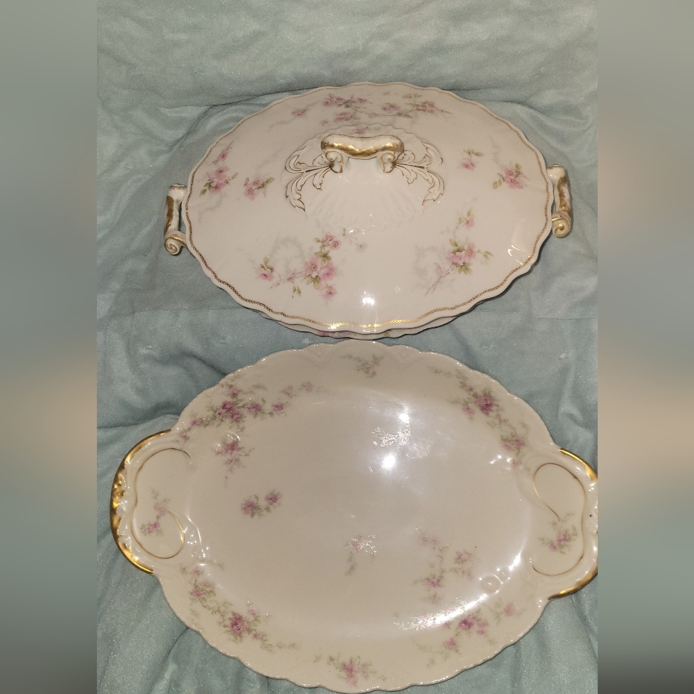 Theodore Haviland Limoges porcelain covered vegetable tureen and serving Platter